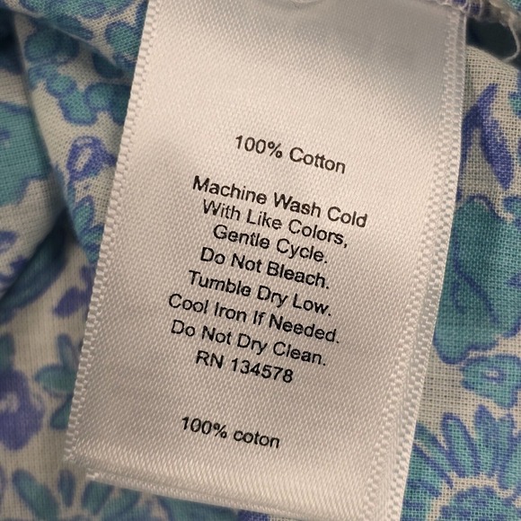 Vineyard Vines Top Women 6 Blue Floral Button Up Long Sleeve Lightweight Relaxed - Picture 6 of 11